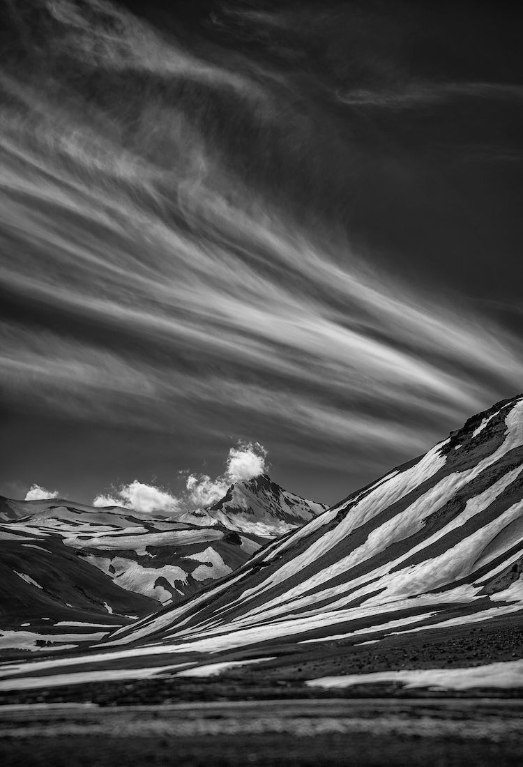 Wind clouds over a ridge